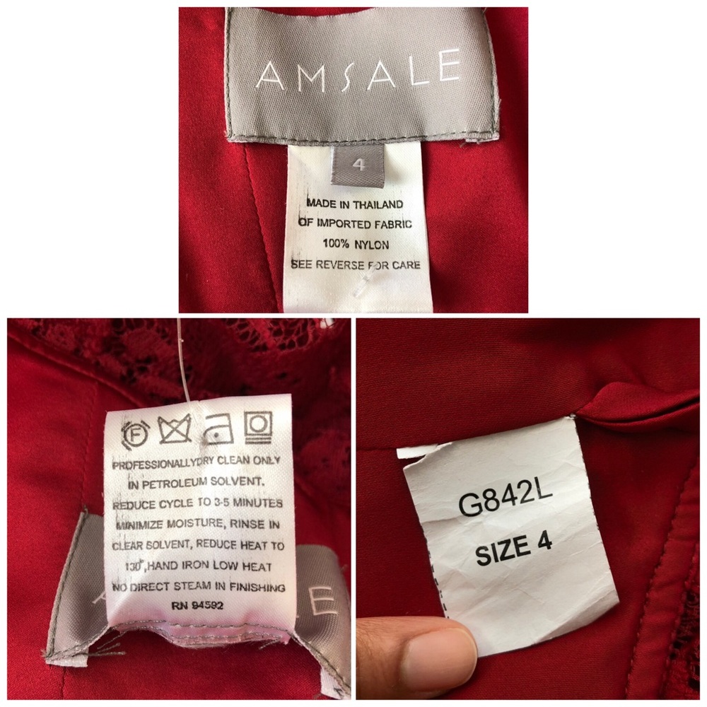 NEW Amsale Crimson Red Halter Lace Gown - Picture 8 of 8